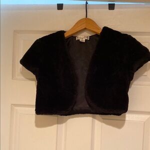 Black Faux Fur Bolero Jacket